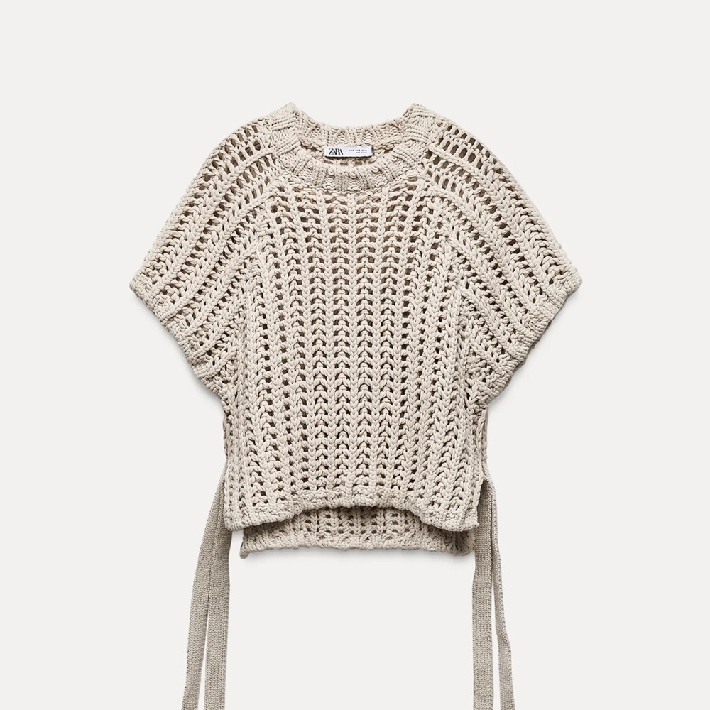 Zara Stone Knit Sweater with Ties